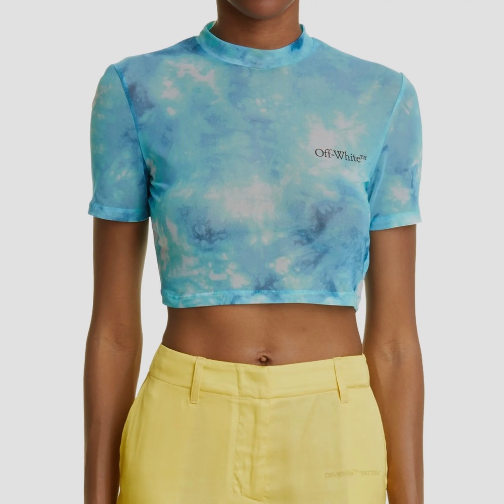 Off-White Tie Dye Mesh Crop Top - Picture 2 of 16